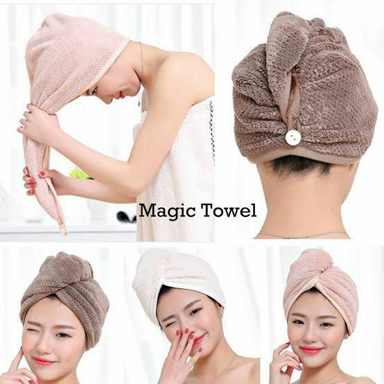 1PC Microfiber Hair Fast Drying Dryer Towel Bath Wrap Hat Quick Cap Turban Dry Quick Drying Lady Household Bath Tool - Mashkoor.pk